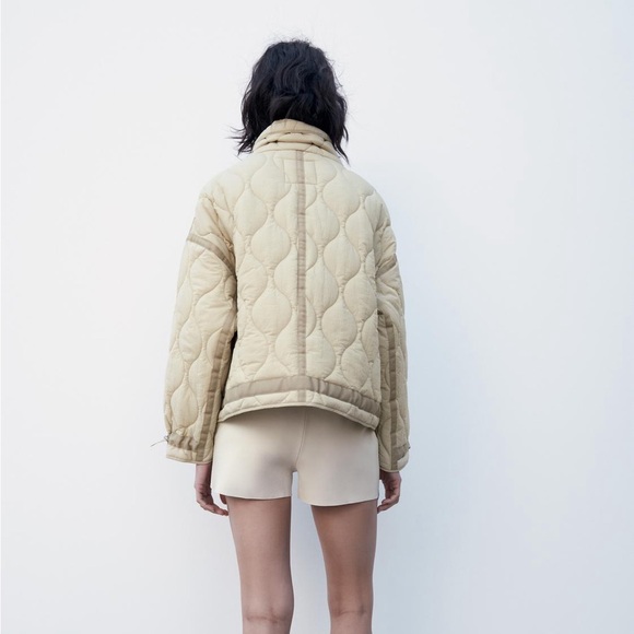 Zara  Quilted Tan ivory lightweight Jacket coat - Picture 7 of 10